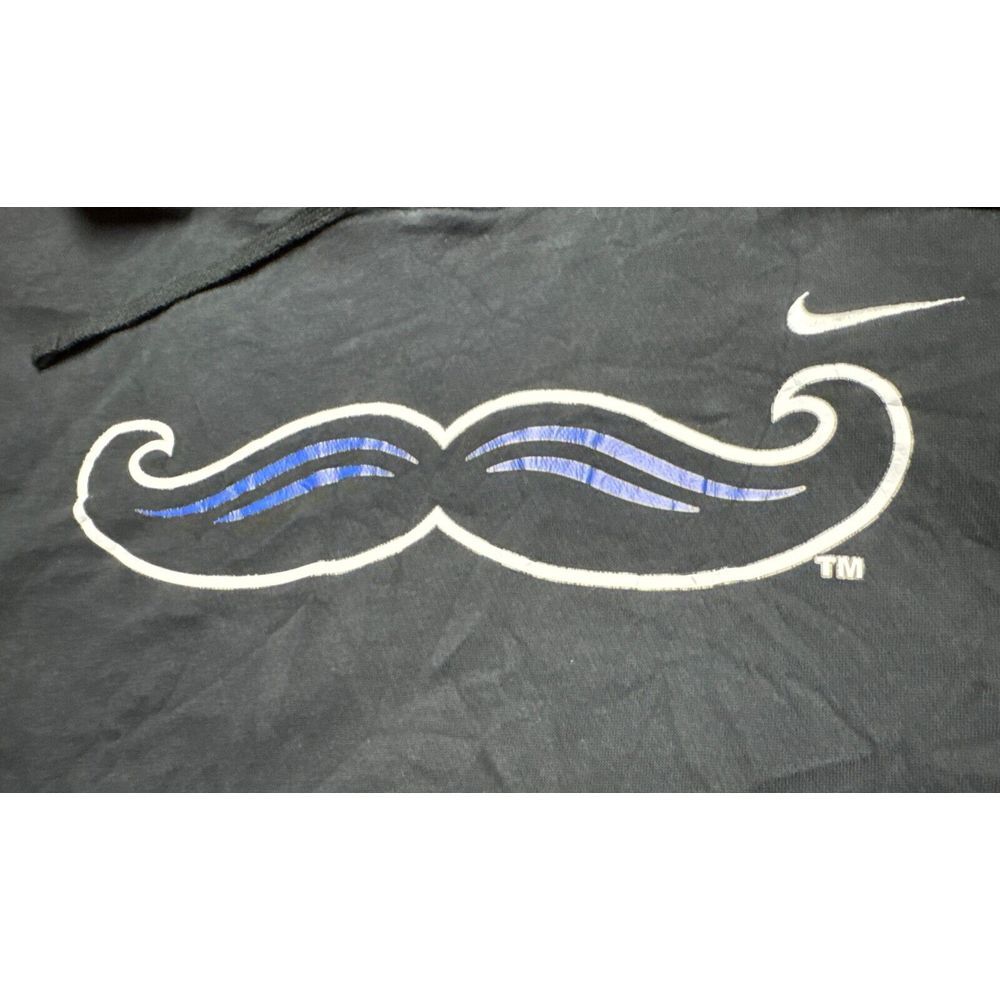 Nike Black Hoodie Mustache Swoosh Logo White Tag Sweatshirt Sz XL‎ Cotton Blend - Picture 2 of 9